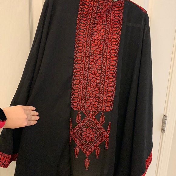 Arab Traditional Red Tatreez (Embroidery) Cape Jacket - Picture 16 of 17